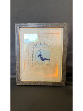 9" x 11" Illuminated Paper Art Shadow Box Frame With Swinging Girl On Tree